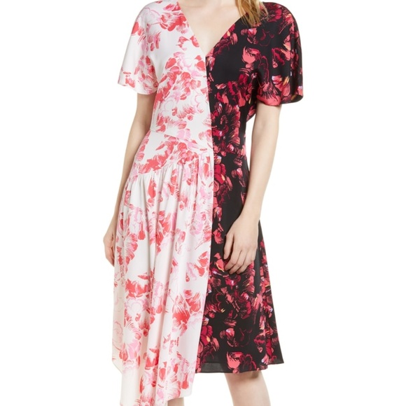 Lewit Floral Double Print Silk Dress - Picture 1 of 6